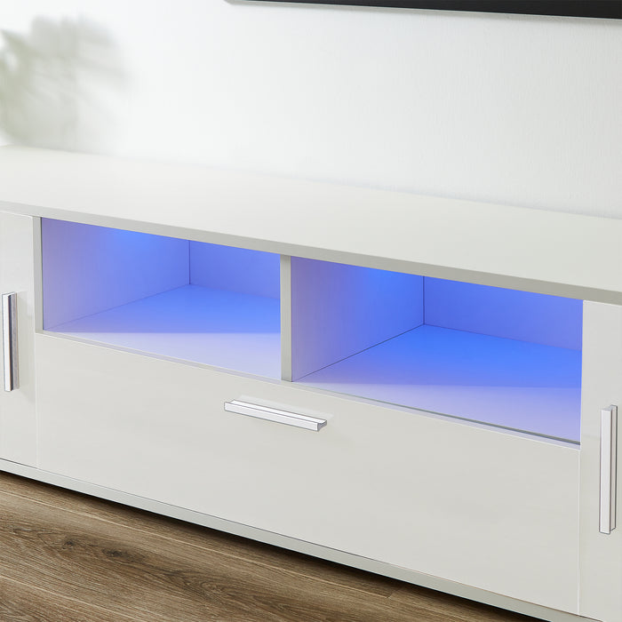 WHITE morden TV Stand, w/LED Lights