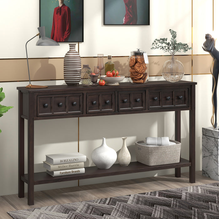 Rustic Entryway Console Table - Espresso