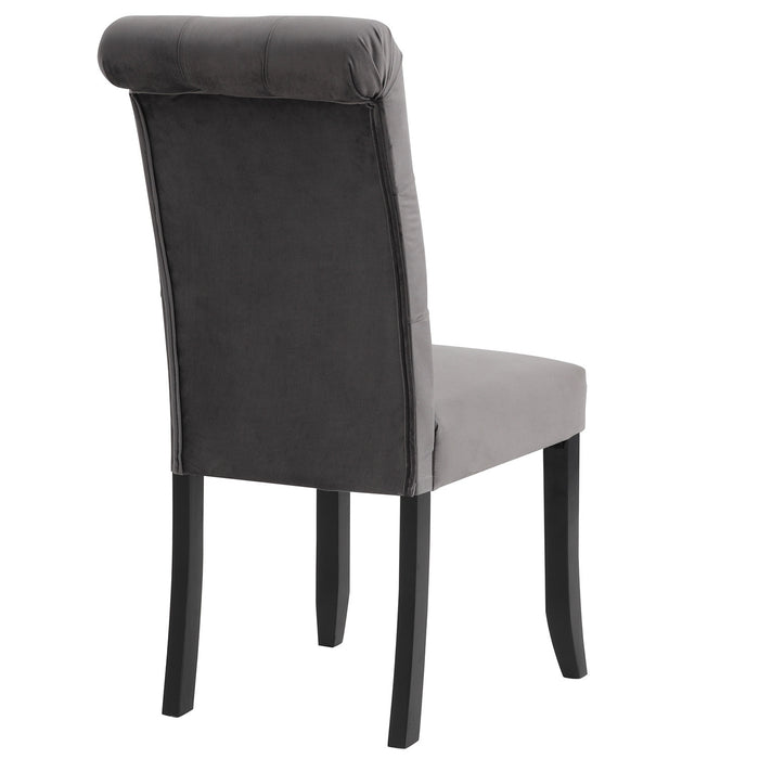 Tufted Dining Chair with Wooden Legs - Set of 2