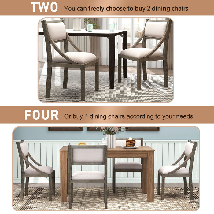 Retro Wood Dining Chairs Set of 2 (Gray)