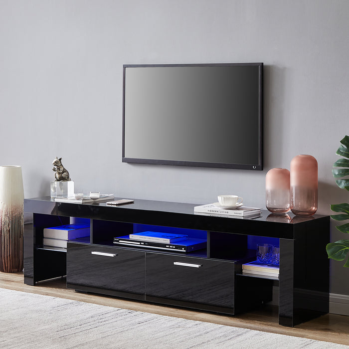 Black morden TV Stand with LED Lights - Black