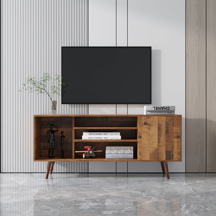 TV Stand with 1 storage and 2 shelves Cabinet - fir wood