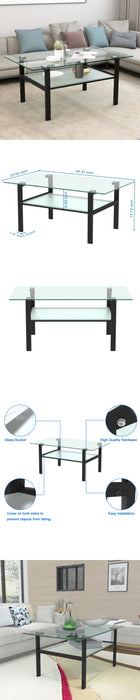 Transparent glass black coffee table