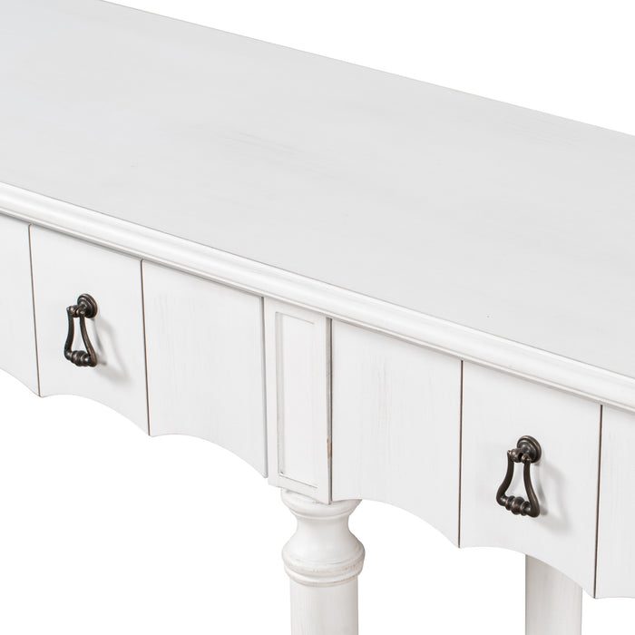 Country Console Table for Hallway - Antique White