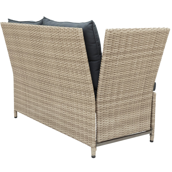 Outdoor Patio 4-Piece All Weather PE Wicker Rattan Sofa Set with Adjustable Backs for Backyard, Poolside, Gray