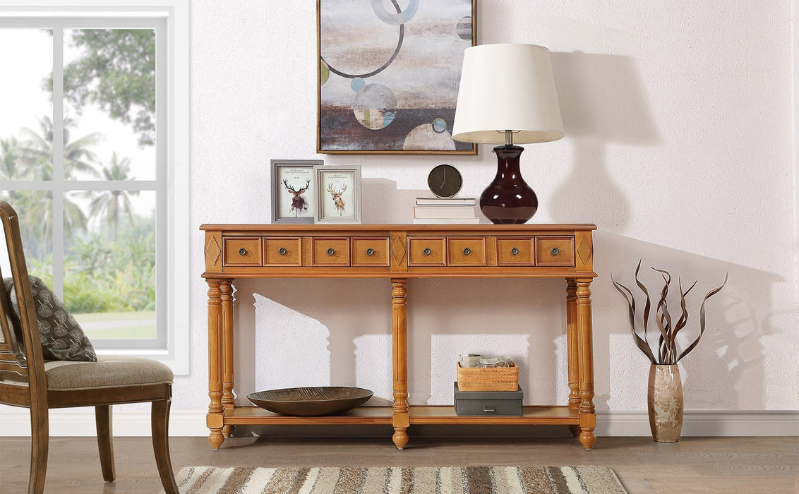 Retro Console Entryway Table - Brown