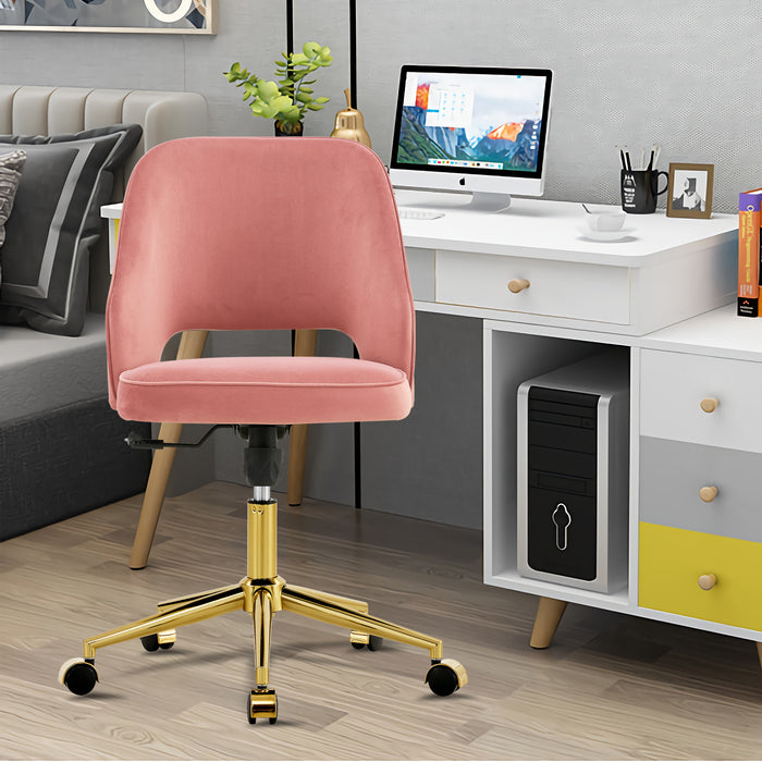 Modern Velvet Office Chairs, Adjustable 360 °Swivel Chair - Pink