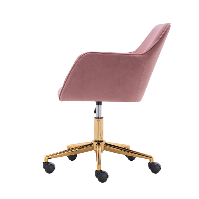 Modern Velvet Home Office Chair - Pink