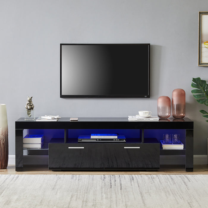 Black morden TV Stand with LED Lights - Black