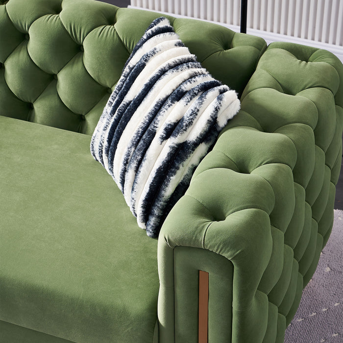 Modern Tufted Backvelvet sofa - Mint Green