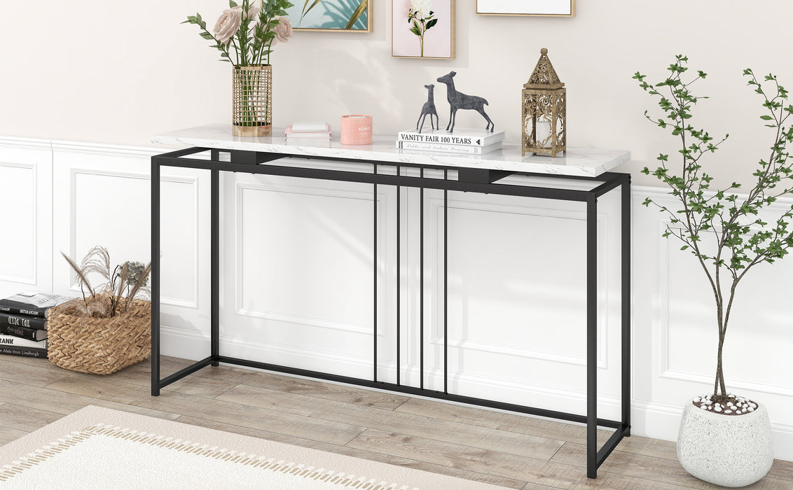 Modern Console Entryway Table for Entryway, Hallway, Living Room - White + Black