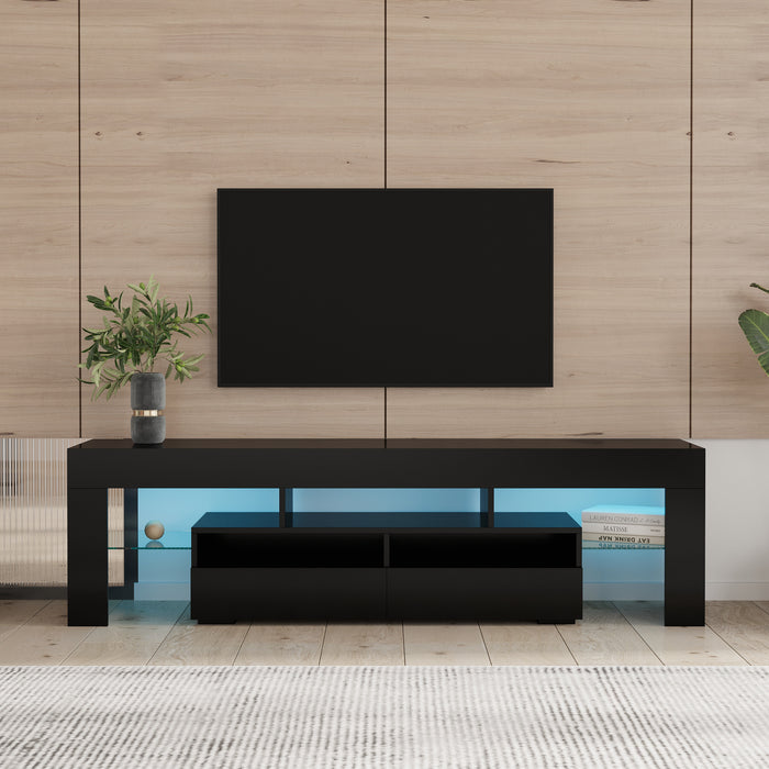 TV Stand Cabinet with 2 Drawers & ,20-color RGB LED lights -Black