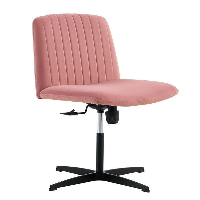 Pink Velvet Home Office Chair - No Wheels