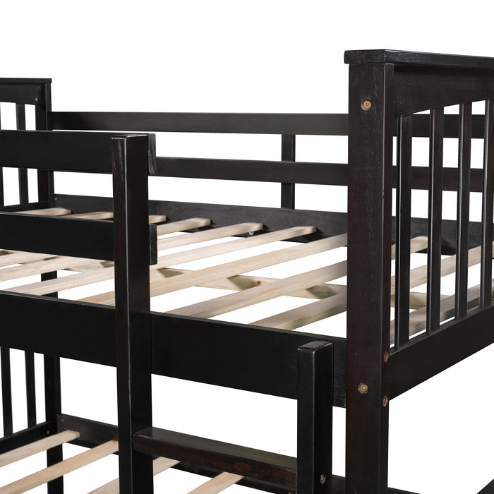 Full over Full Bunk Bed with Ladder  - Espresso