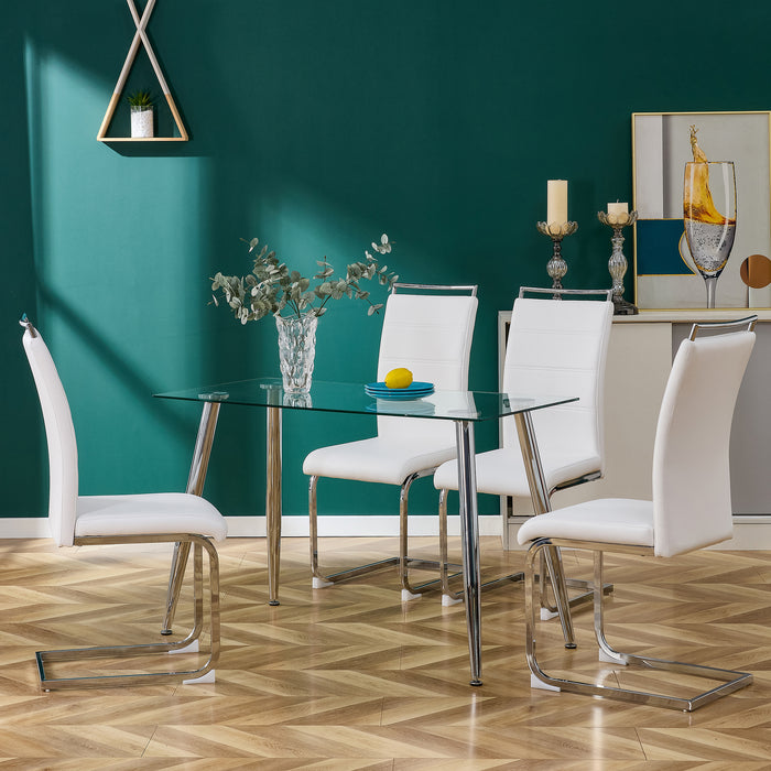 Modern Dining Chairs (Set of 4) ( White+PU)