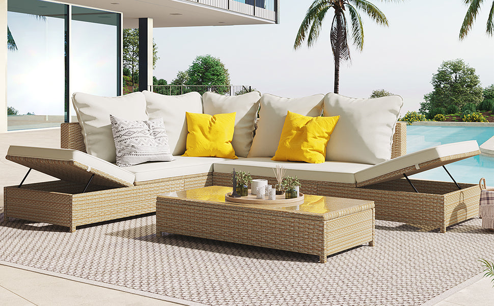 3-Piece Rattan Sofa Set