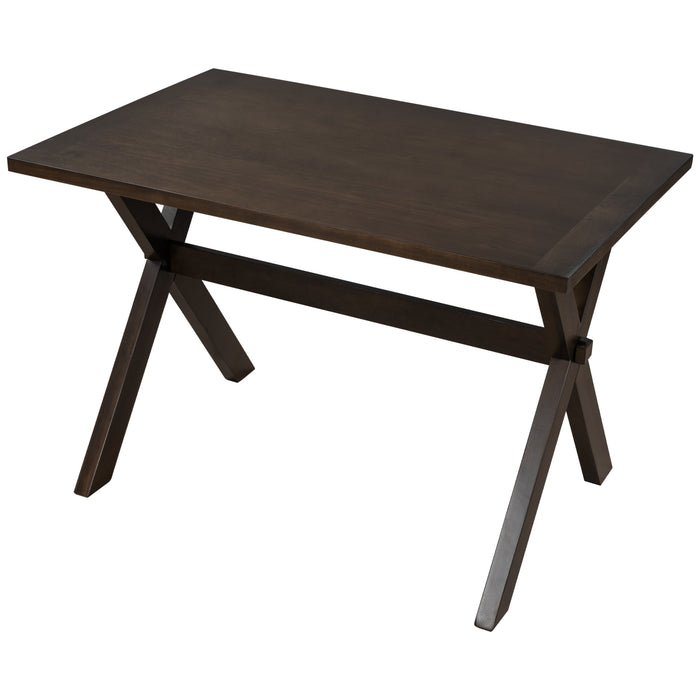 Farmhouse Rustic Wood Kitchen Dining Table with X-shape Legs, Brown