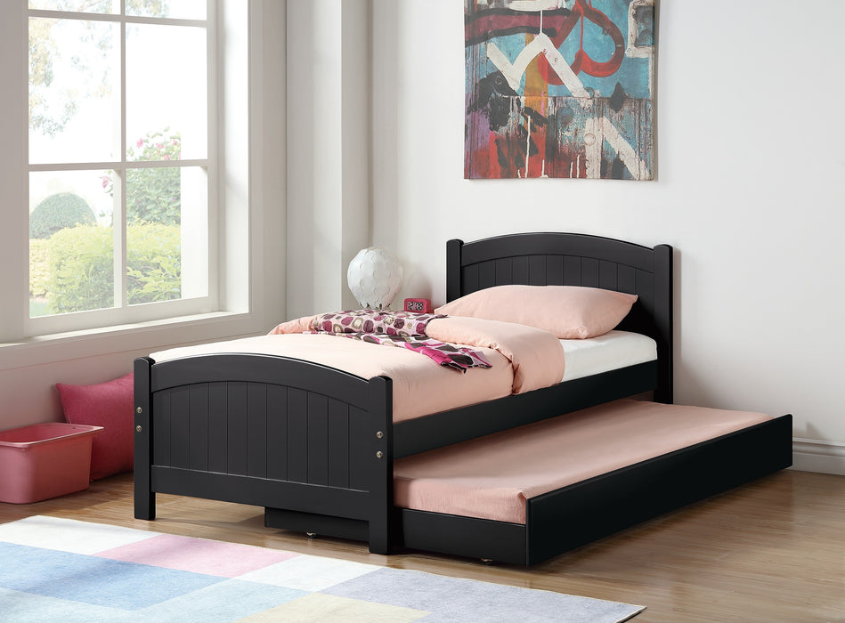 Twin Size Bed w/ Trundle Slats Black Pine Plywood