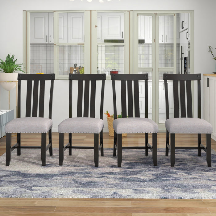 Fabric Upholstered Dining Chairs -Set of 4 (Espresso)