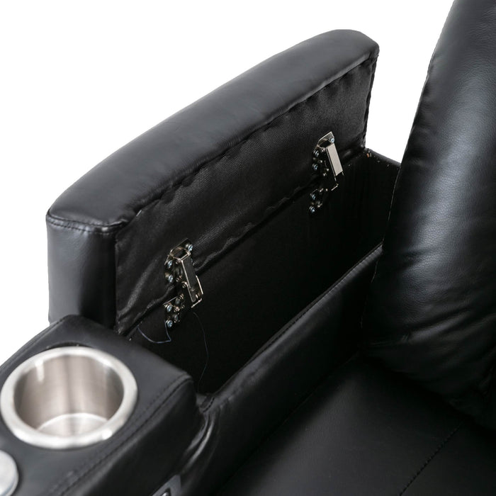 Premium Power Recliner with Storage Arms, Cupholders, Swivel Tray Table and Cell Phone Stand - Black