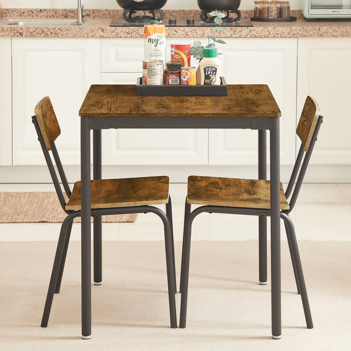 3- Piece Dining table and chair set - Rustic Brown