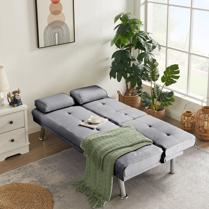 Modern Convertible Folding Futon Sofa Bed - Grey