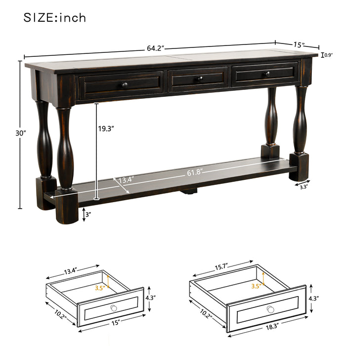 Console Table - Distressed Black