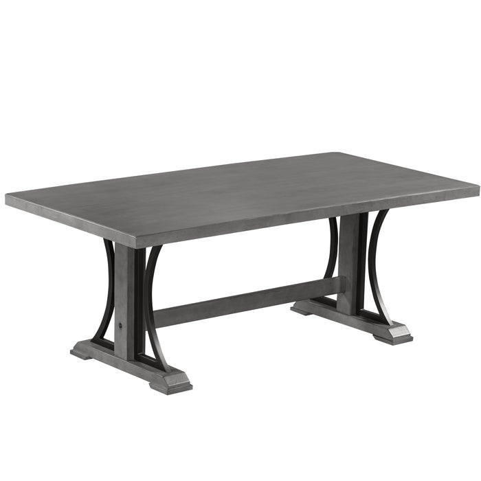 Retro Style Dining Table 78” Wood Rectangular Table (Gray)