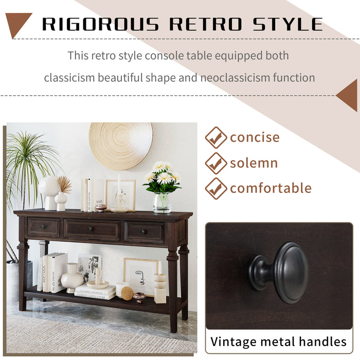 Classic Retro Style Console Table - Espresso