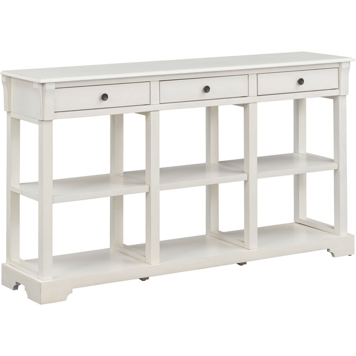 Retro Console Table/Sideboard with Ample Storage - Antique White