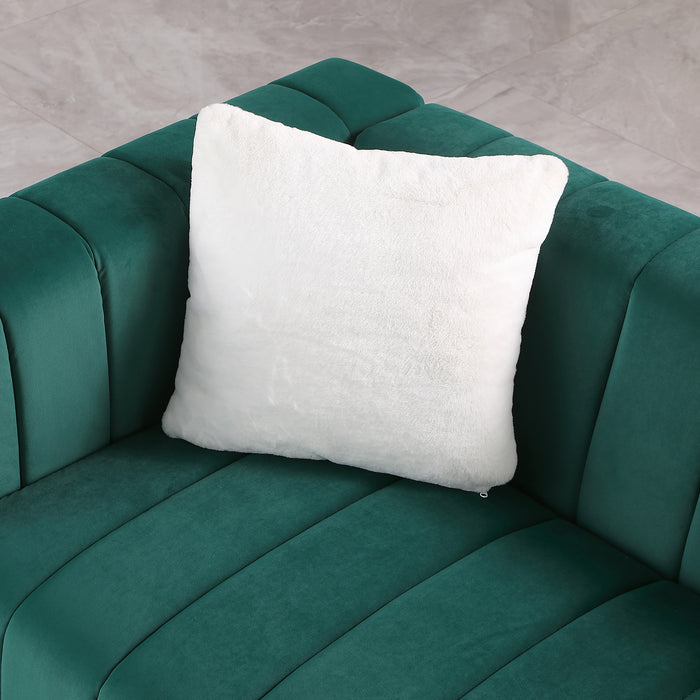 Modern Channel Chesterfield Sofa - Dark Green