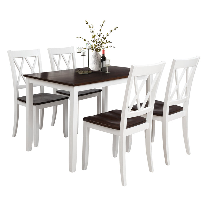 5-Piece Dining Table Set (White+Cherry)