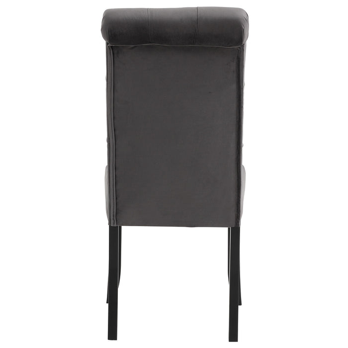 Tufted Dining Chair with Wooden Legs - Set of 2