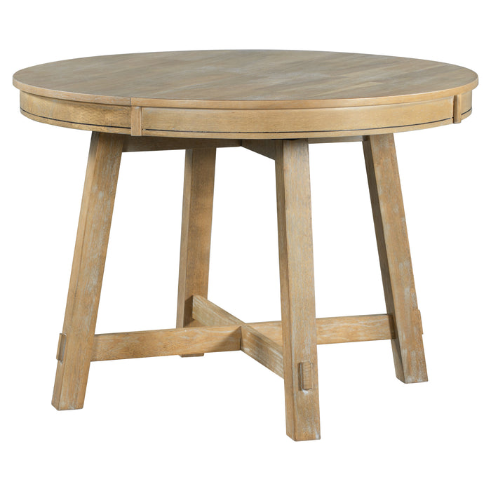 Farmhouse Round Extendable Dining Table with 16" Leaf (Natural Wood Wash)