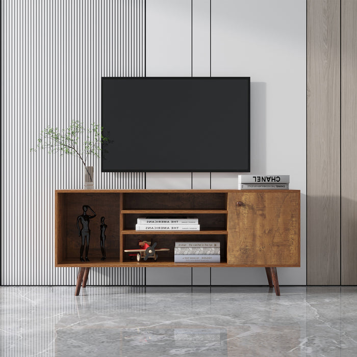 TV Standwith 1 storage and 2 shelves Cabinet, high quality particle board,Walnut