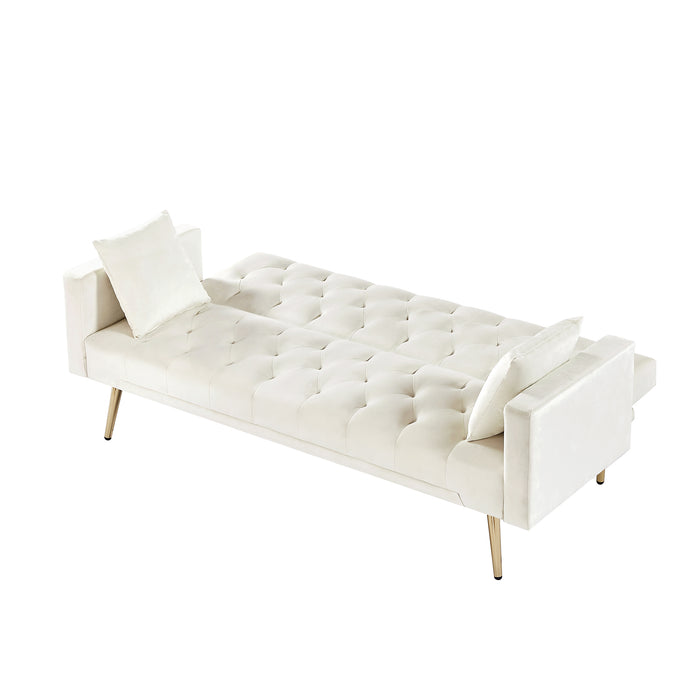 Convertible Folding Futon Sofa  - Cream White