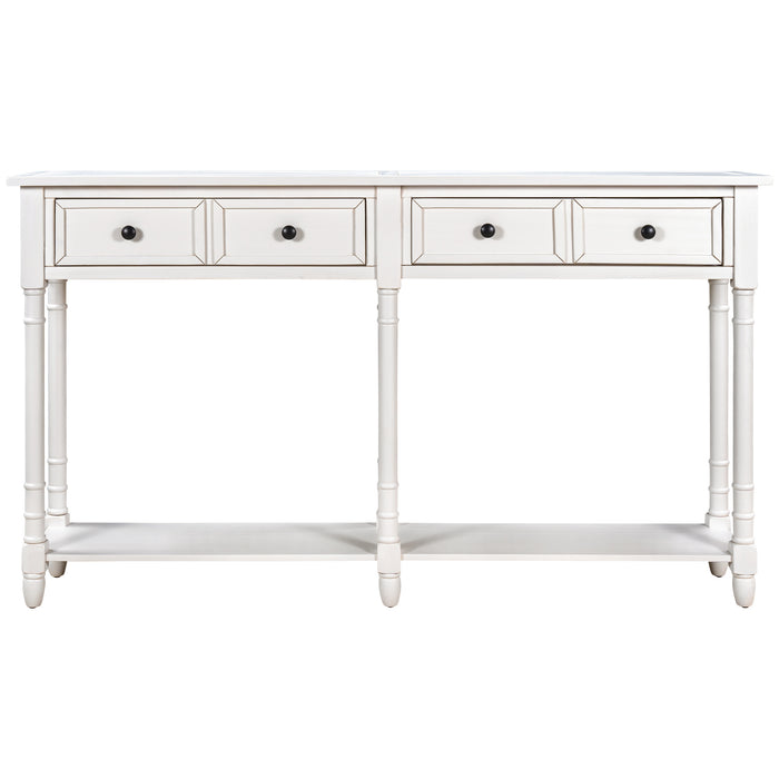 Console Table with Two Storage Drawers - Ivory White