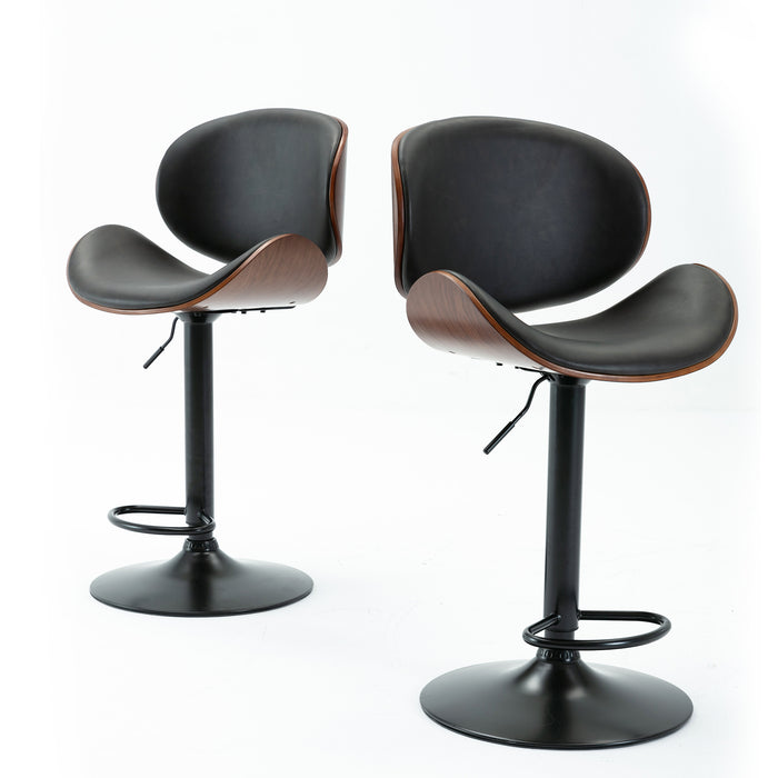 Upholstered Swivel Barstool, Mix color PU Leather (Set of 2)