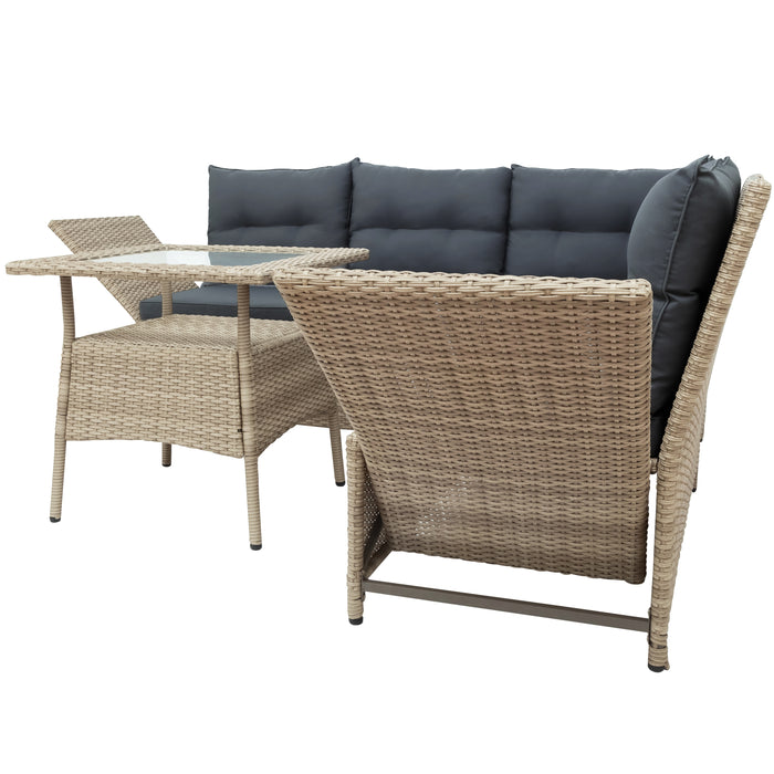 Outdoor Patio 4-Piece All Weather PE Wicker Rattan Sofa Set with Adjustable Backs for Backyard, Poolside, Gray