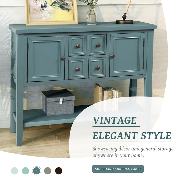 Console Table with Bottom Shelf - Dark Blue