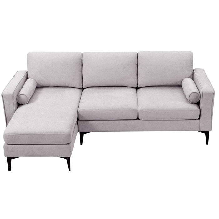 Convertible Sectional Sofa, Modern Chenille Fabric Sectional Sofa,  L-Shaped (2 Pillows)