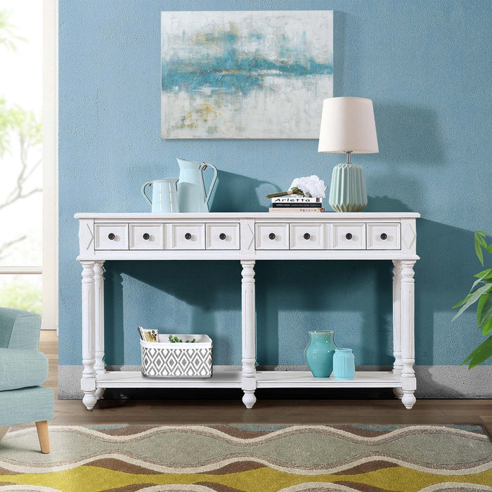 Retro Console Entryway Table - Antique White