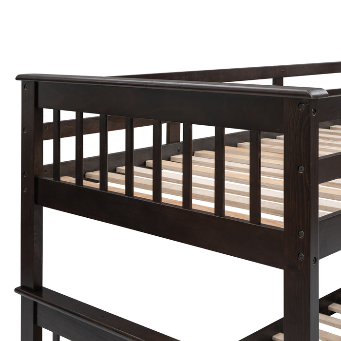 Stairway Twin-Over-Full Bunk Bed with Storage and Guard Rail - Espresso