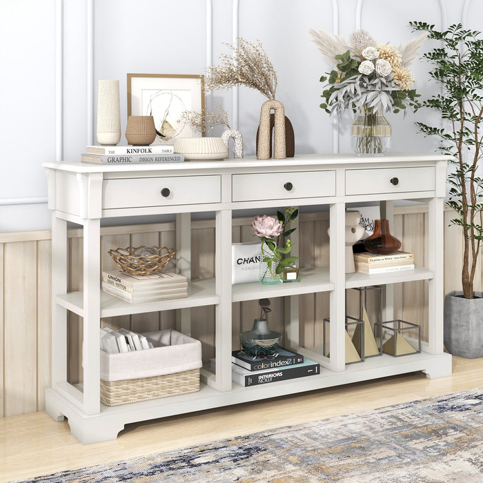 Retro Console Table/Sideboard with Ample Storage - Antique White