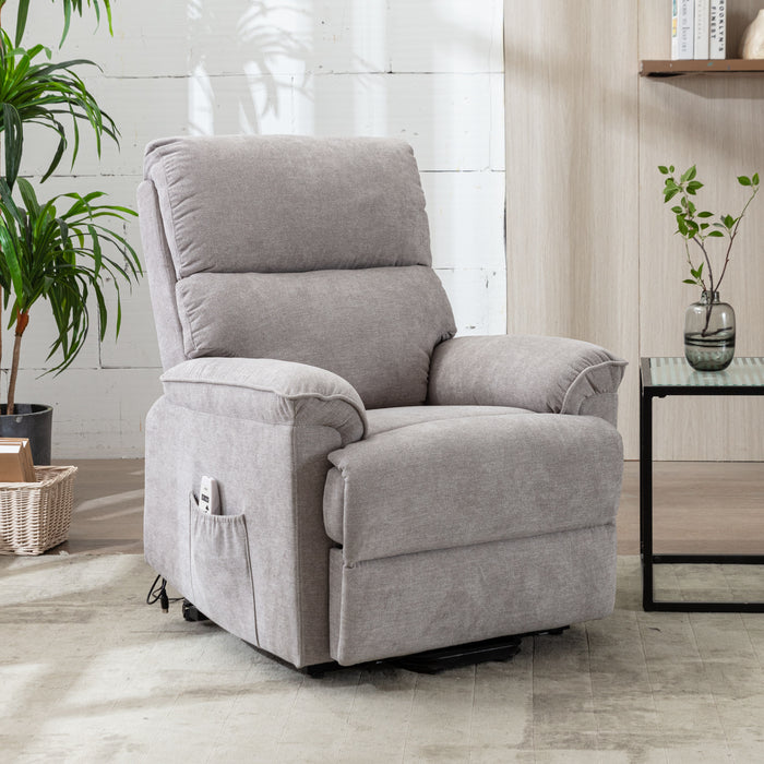 Deluxe Power Lift Recliner with Massage and Heat Function,Light Gray