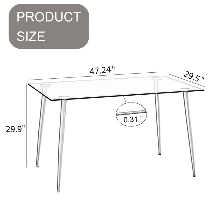 Modern Minimalist Rectangular Glass Dining Table