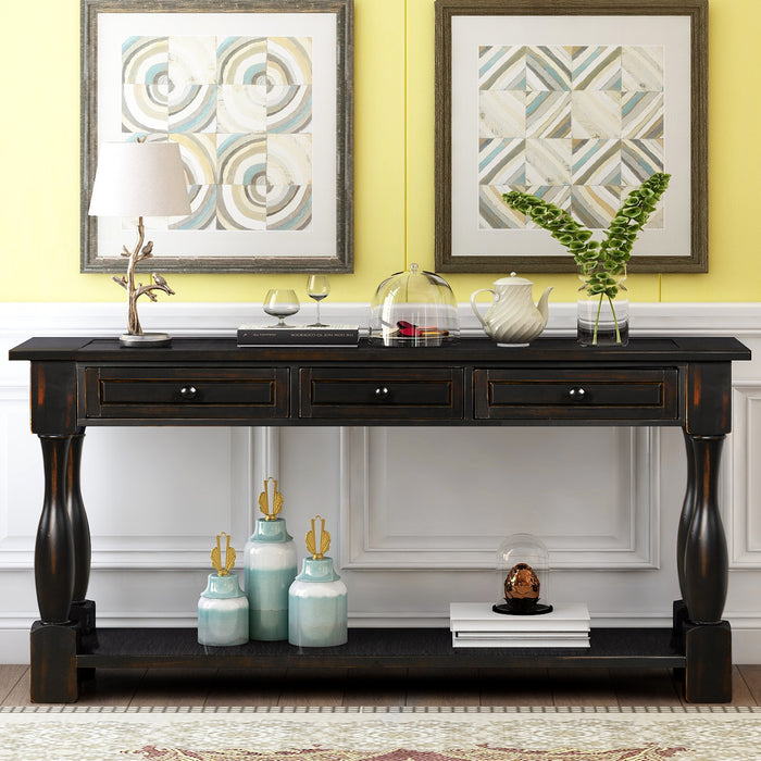 Console Table - Distressed Black