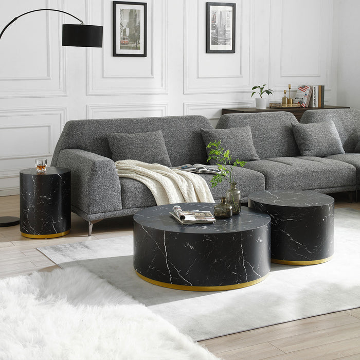 Round Sidetable for Living Room Fully Assembled Black