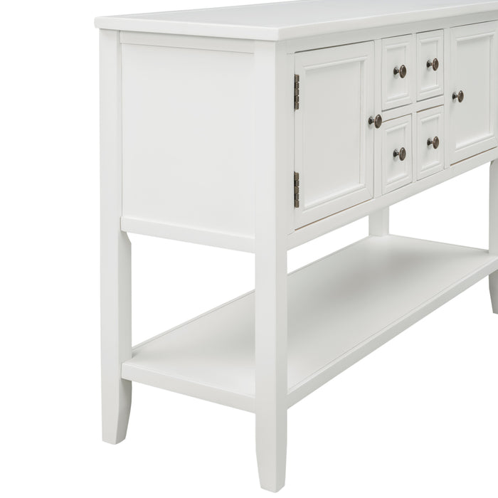 Console Table with Bottom Shelf - White