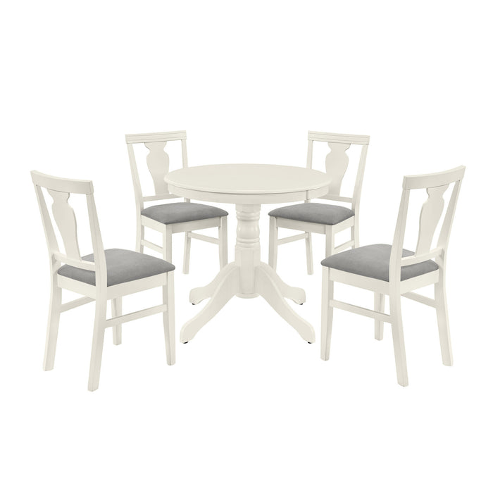 5-Piece Mid-Century Wood Dining Table Set - Cream White